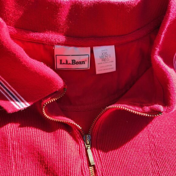 L.L. Bean 1/4 zip sweater mens XL Xlarge maroon red cotton cashmere blend 275298 - Picture 9 of 10